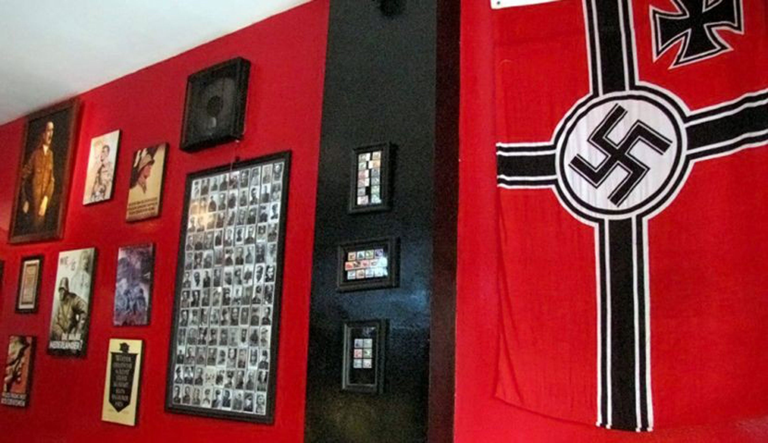 Nazi memorabilia hanging on a wall at Soldatenkaffe cafe in Bandung, Indonesia.