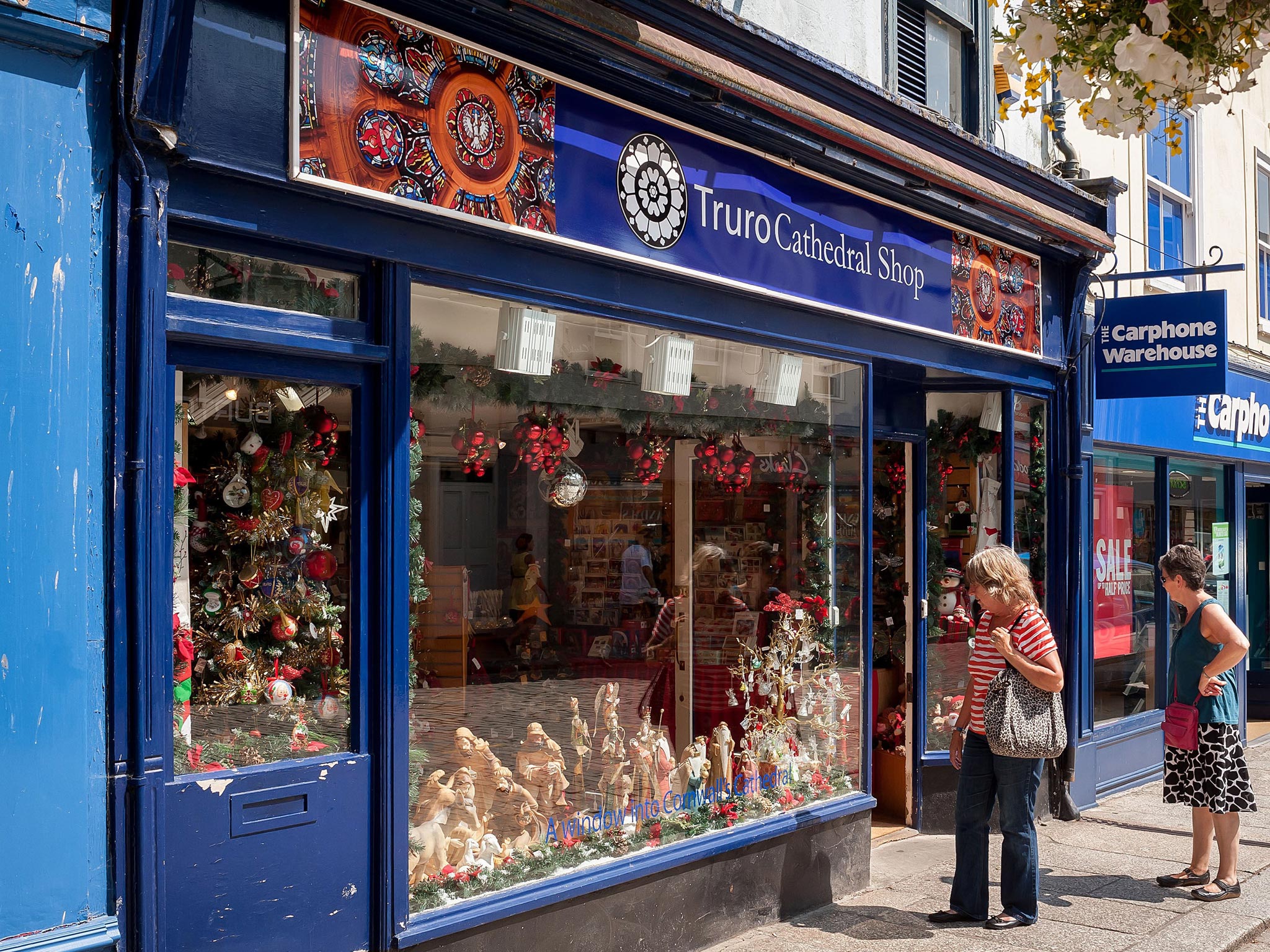 The Christmas themed Truro Cathedral Shop opened in Truro today despite record summer temperatures