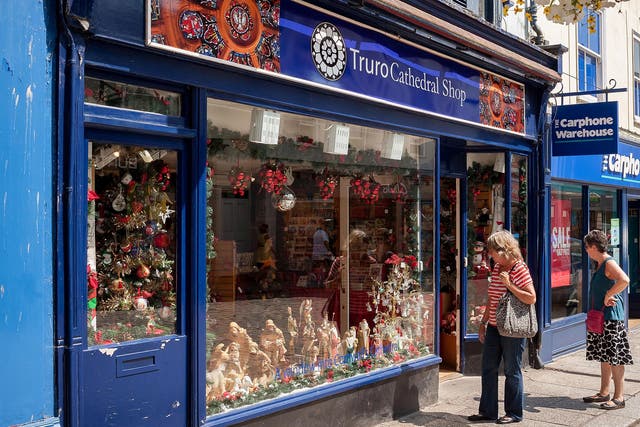 The Christmas themed Truro Cathedral Shop opened in Truro today despite record summer temperatures