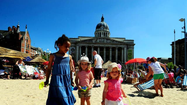 The urban beach Nottingham Riviera at the city’s Market Square