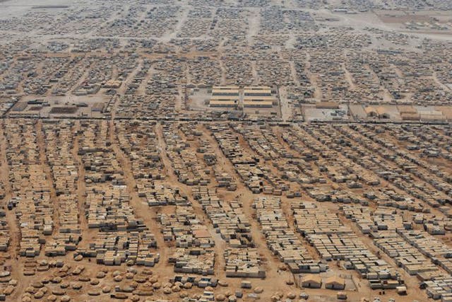 What looks like a sprawling city has emerged from the desert dust in northern Jordan