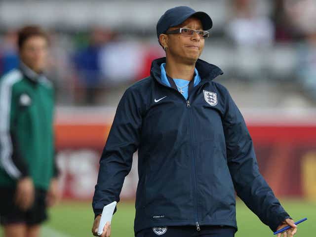 Hope Powell reacts to England’s 3-0 defeat to France