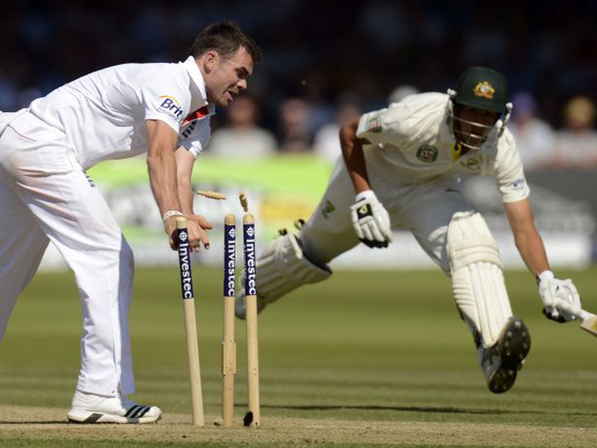 Ashton Agar is run out by England’s James Anderson