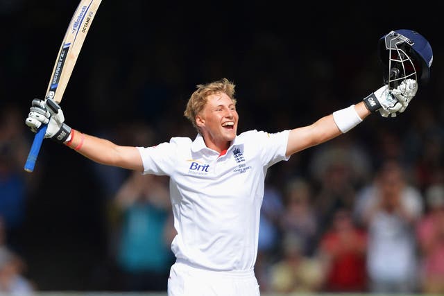 Century duty: Joe Root celebrates his hundred at Lord’s as England dominated
