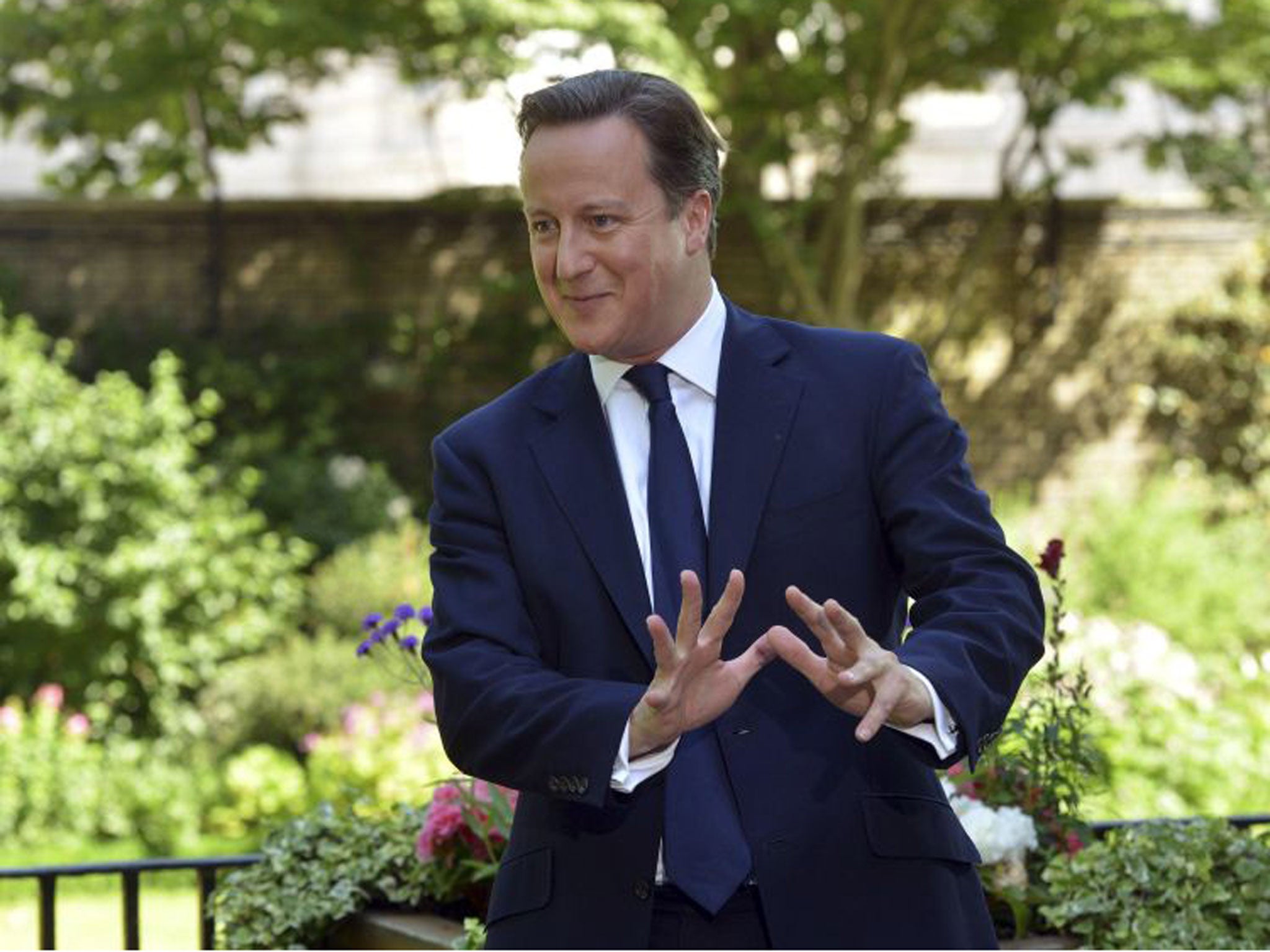 David Cameron during a televised interview held in the garden of 10 Downing Street