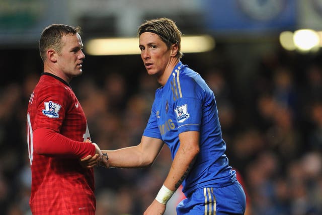 Wayne Rooney, left, and Fernando Torres, right, could soon be rivals to lead the Chelsea attack if Jose Mourinho gets his man