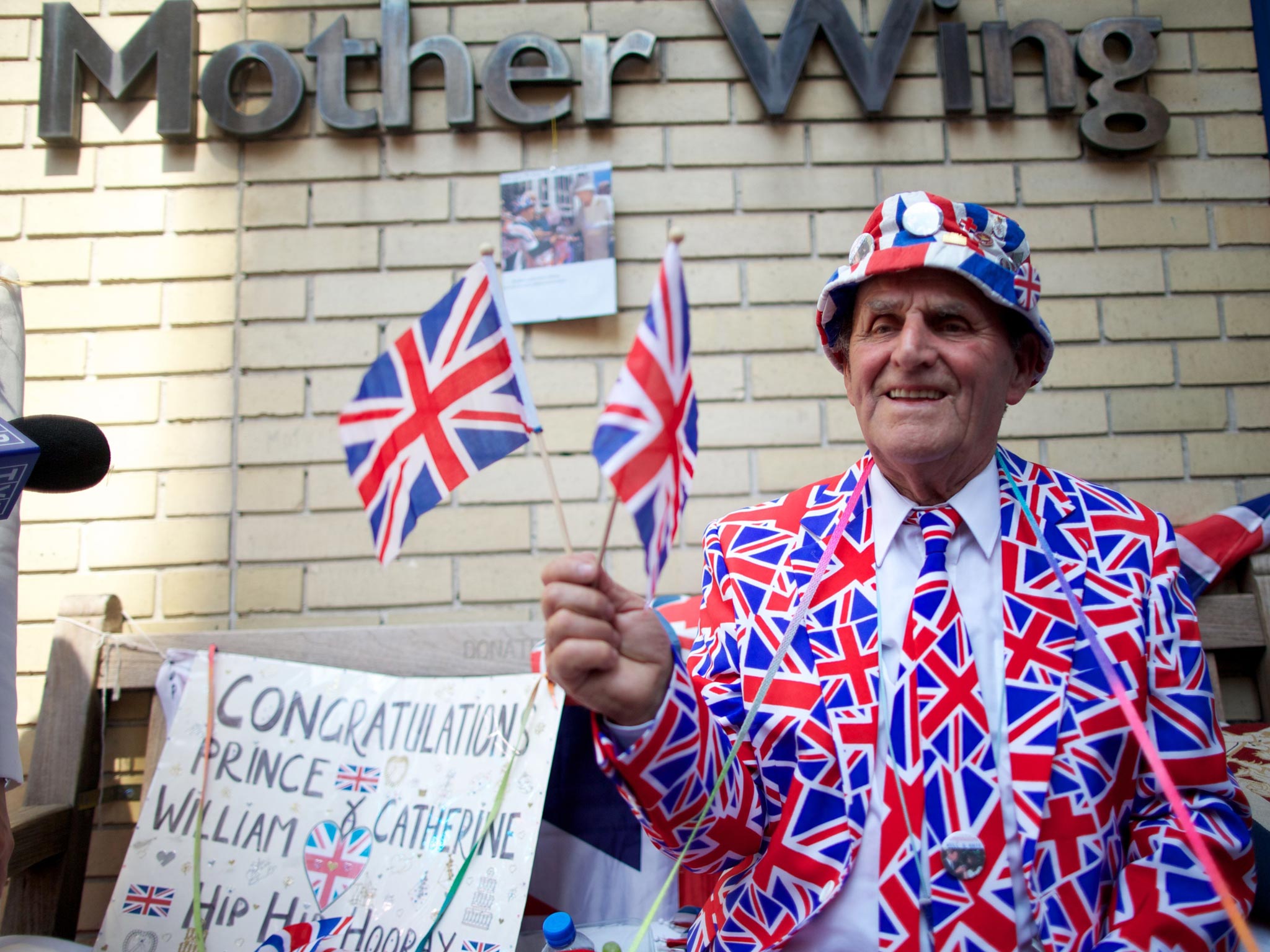 Royal supporter Terry Hutt outside the hospital
