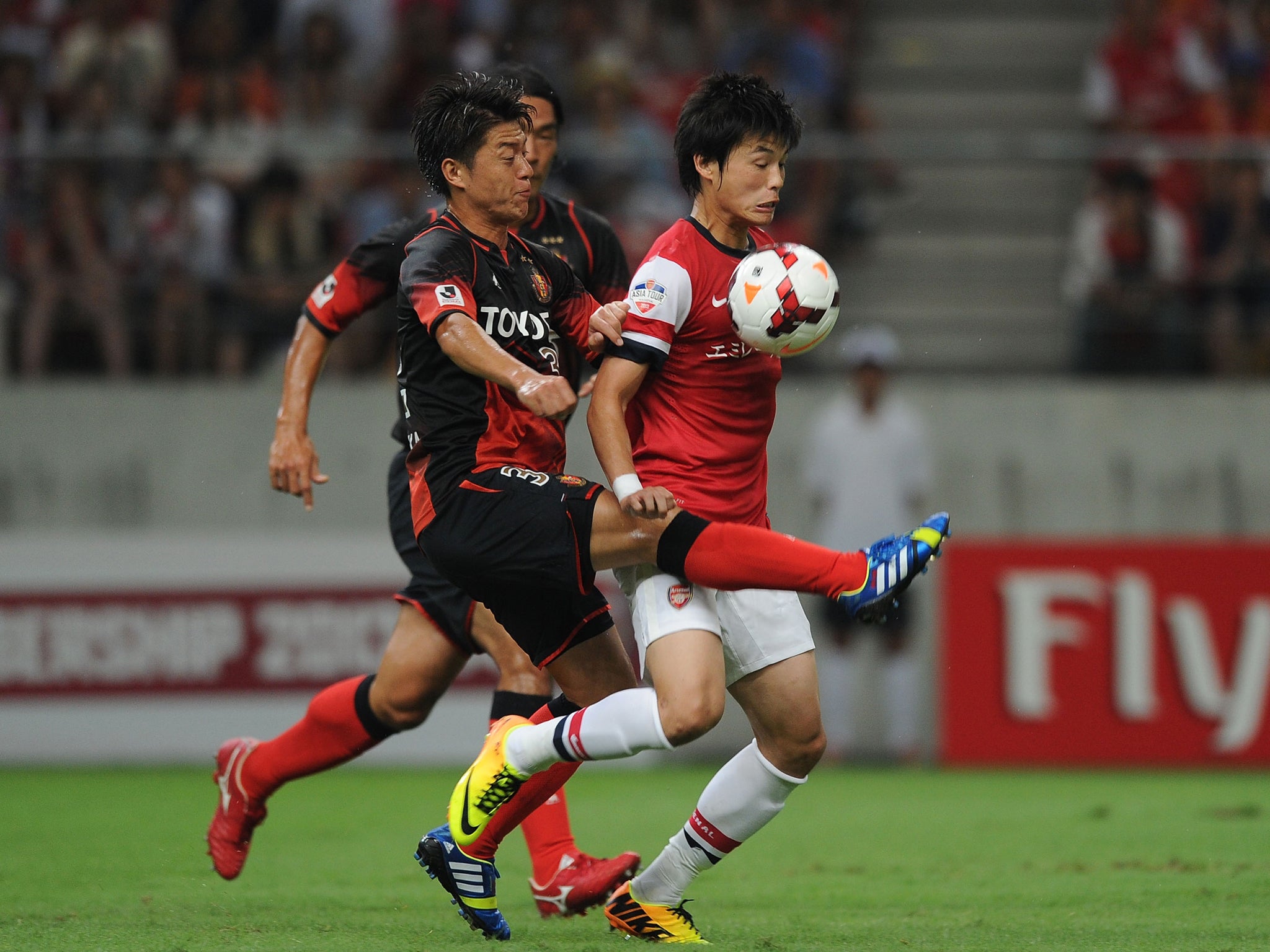 Ryo Miyaichi in action on Arsenal's pre-season tour againsy Nagoya Grampus