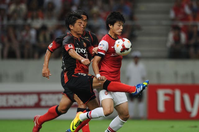 Ryo Miyaichi in action on Arsenal's pre-season tour againsy Nagoya Grampus