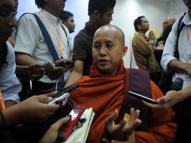 The radical Burmese monk Wirathu was unhurt in the car bomb attack in Mandalay