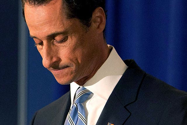 Rep. Anthony Weiner (D-NY) leaves a press conference after admiting to sending a lewd Twitter photo of himself to a woman and then lying about it, at the Sheraton Hotel on 7th Avenue on June 6, 2011 in New York City. Weiner said he had not met any of the women in person but had numerous sexual relationships online while married.