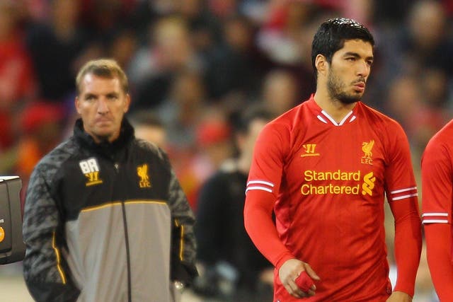 Luis Suarez and Brendan Rodgers in Melbourne