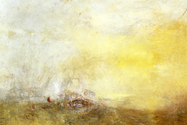 ‘Sunrise with Sea Monsters’ (c1845) by J M W Turner