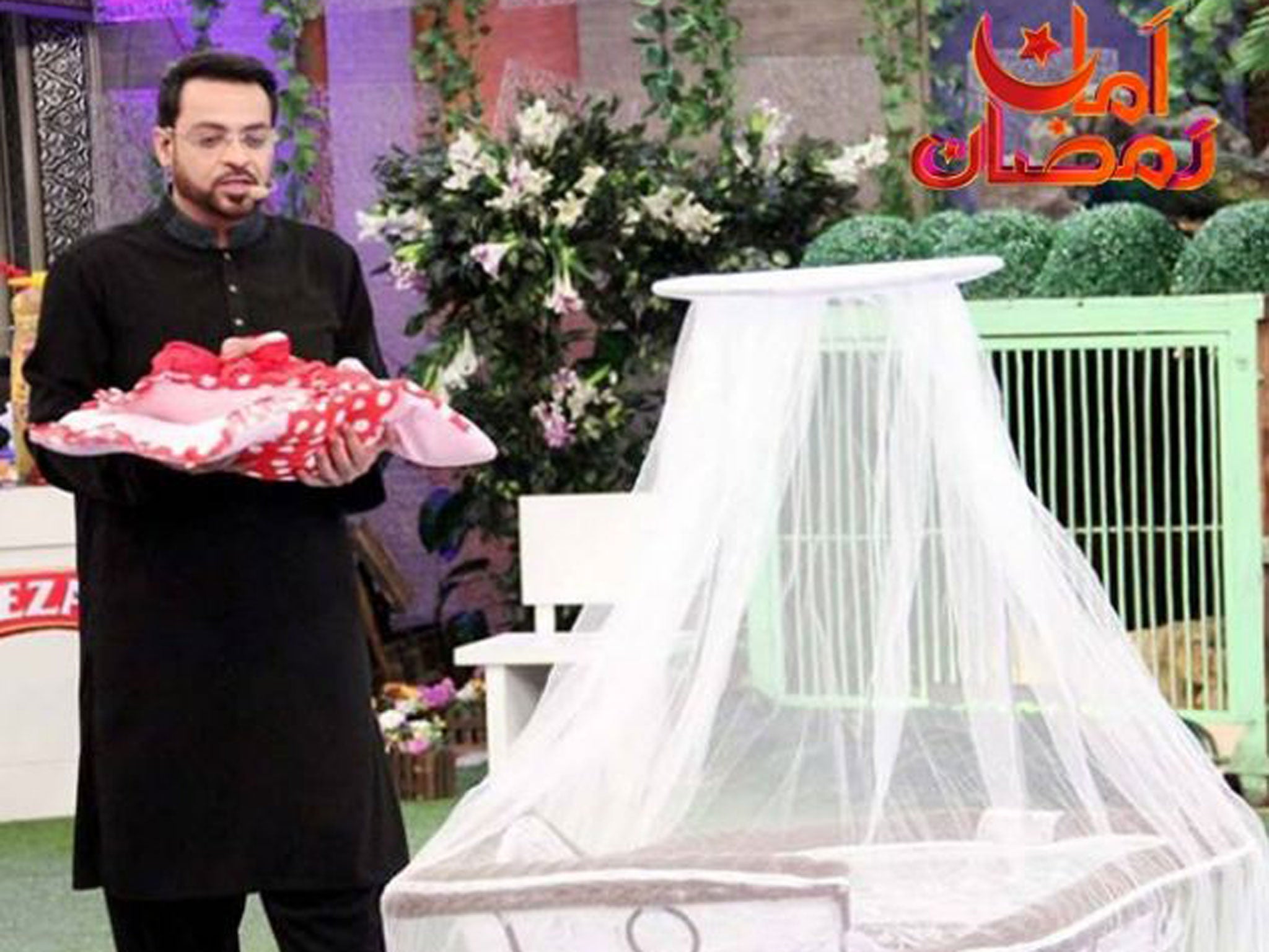 Aamir Liaquat Hussain, the host of talk show “Amaan Ramazan”, has given away two abandoned babies so far during the holy month.