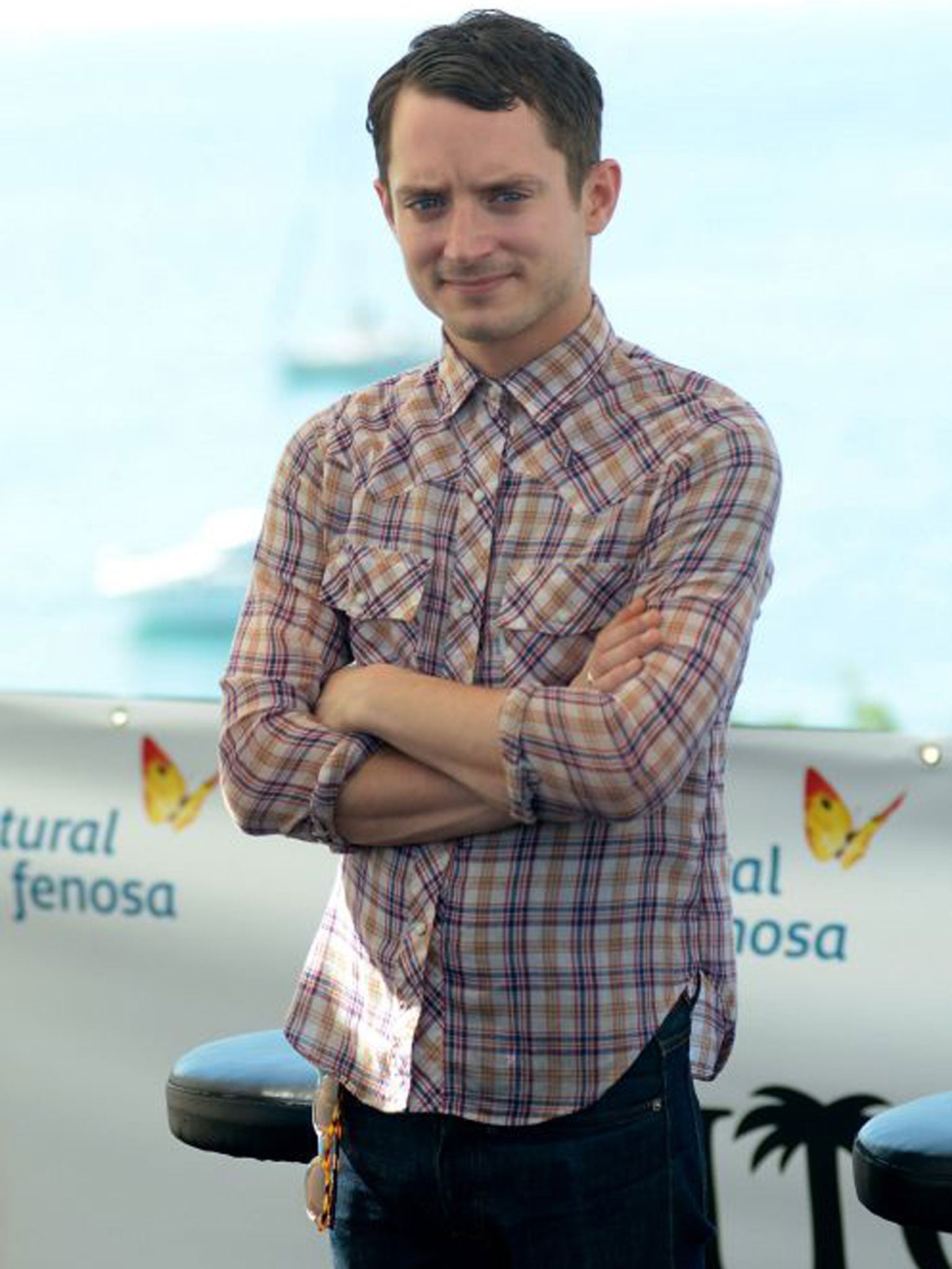 Actor Elijah Wood poses at the 45th Sitges Film Festival on October 6, 2012 in Sitges, Spain
