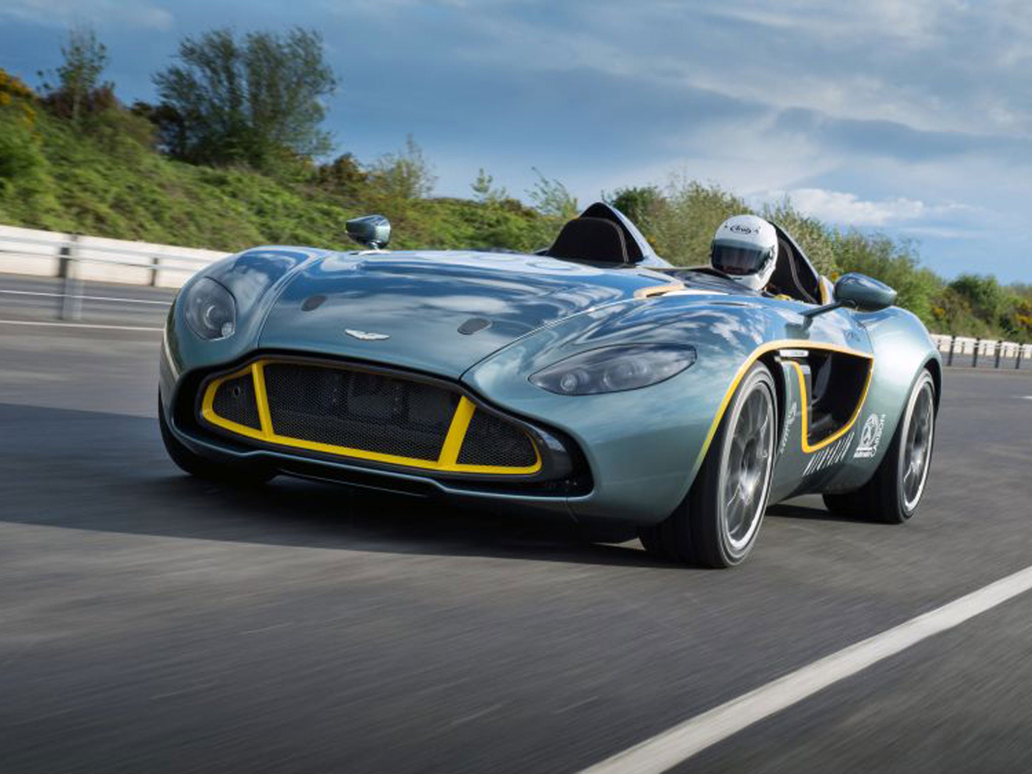 The Aston Martin CC100 concept car is put through its paces earlier this month