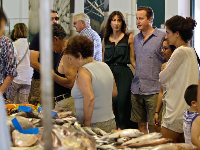 David and Samantha Cameron arrived in Portugal yesterday