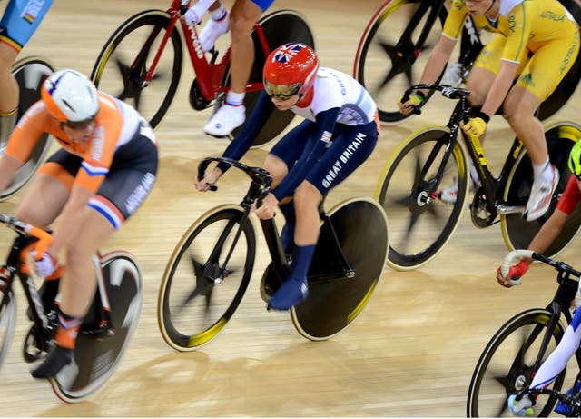 Laura Trott of Great Britain on her way to winning a gold medal during the Women's Omnium