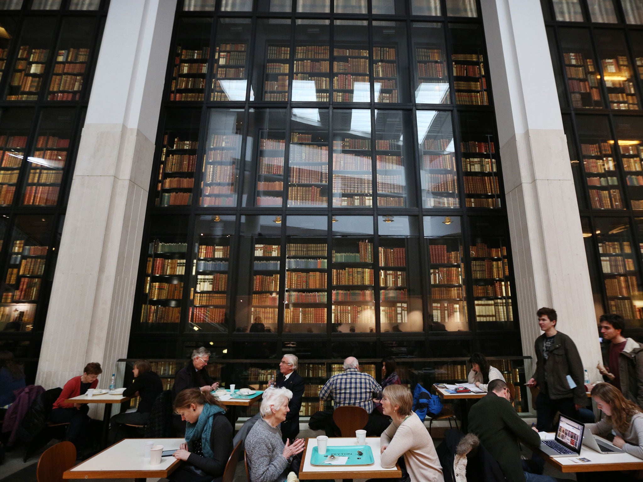 Visitors enjoy the cafe at The British Library