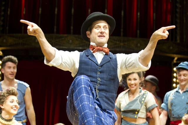 Knees-up: Christopher Fitzgerald plays cheeky-chappie P T Barnum 