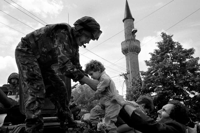 Pristina, Kosovo after American NATO forces arrived in the town and the Serb army left the province