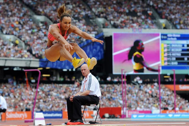 Leap of faith: Jessica Ennis-Hill continues her comeback from injury at the Anniversary Games in London