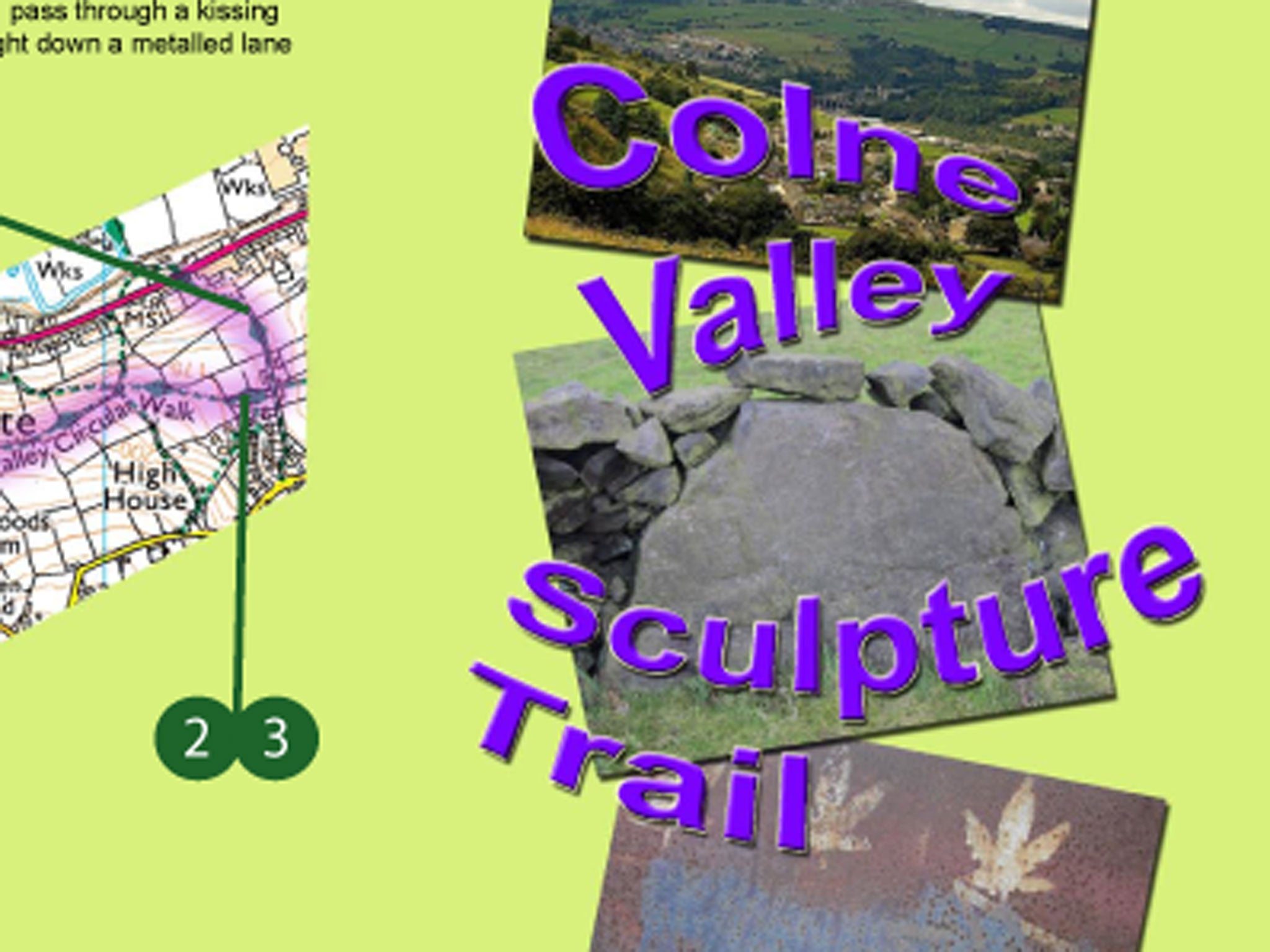 The Colne Valley Sculpture Trail 'highlights' include a circular metal fence and a derelict house