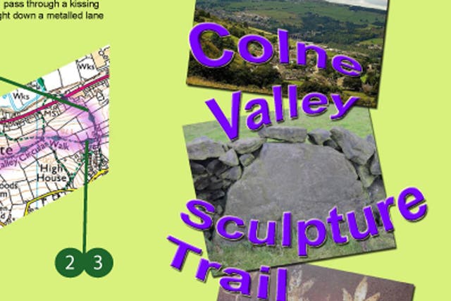 The Colne Valley Sculpture Trail 'highlights' include a circular metal fence and a derelict house