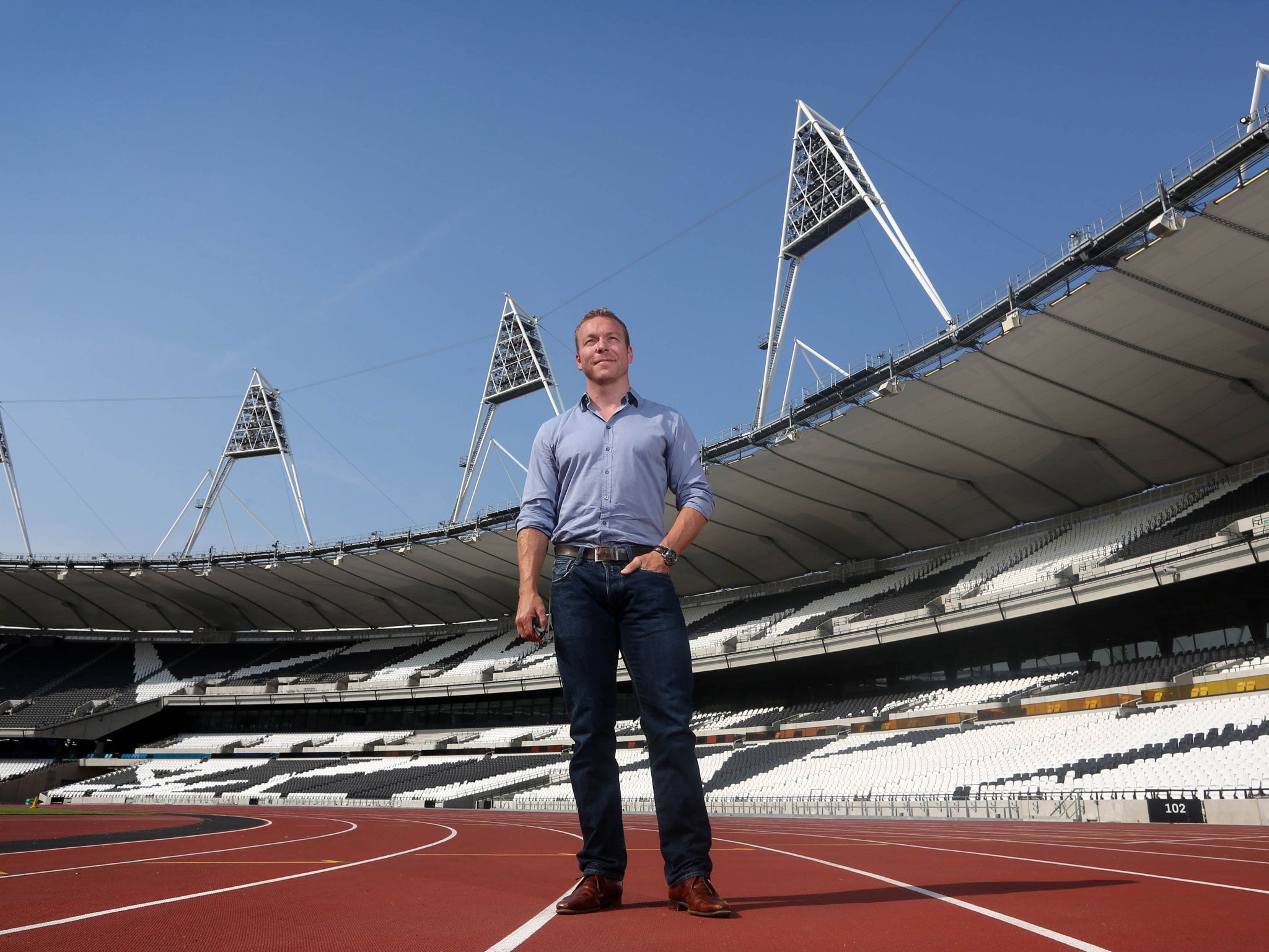 Sir Chris Hoy visiting the Olympic Stadium for the first time since London 2012