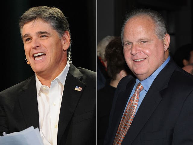 Sean Hannity, left, and Rush Limbaugh are said to be dropped from the airwaves
