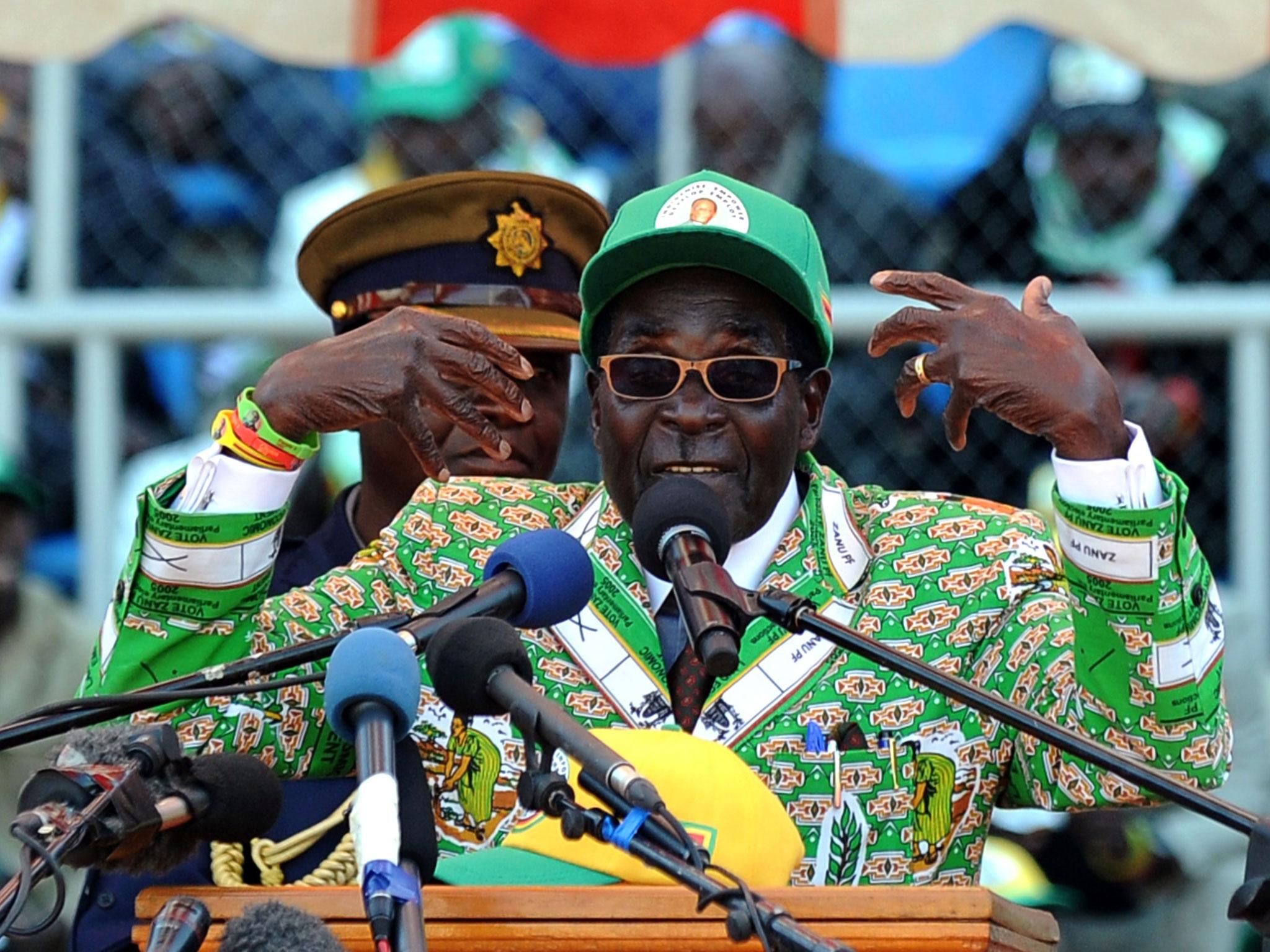 President Robert Mugabe addressing a rally