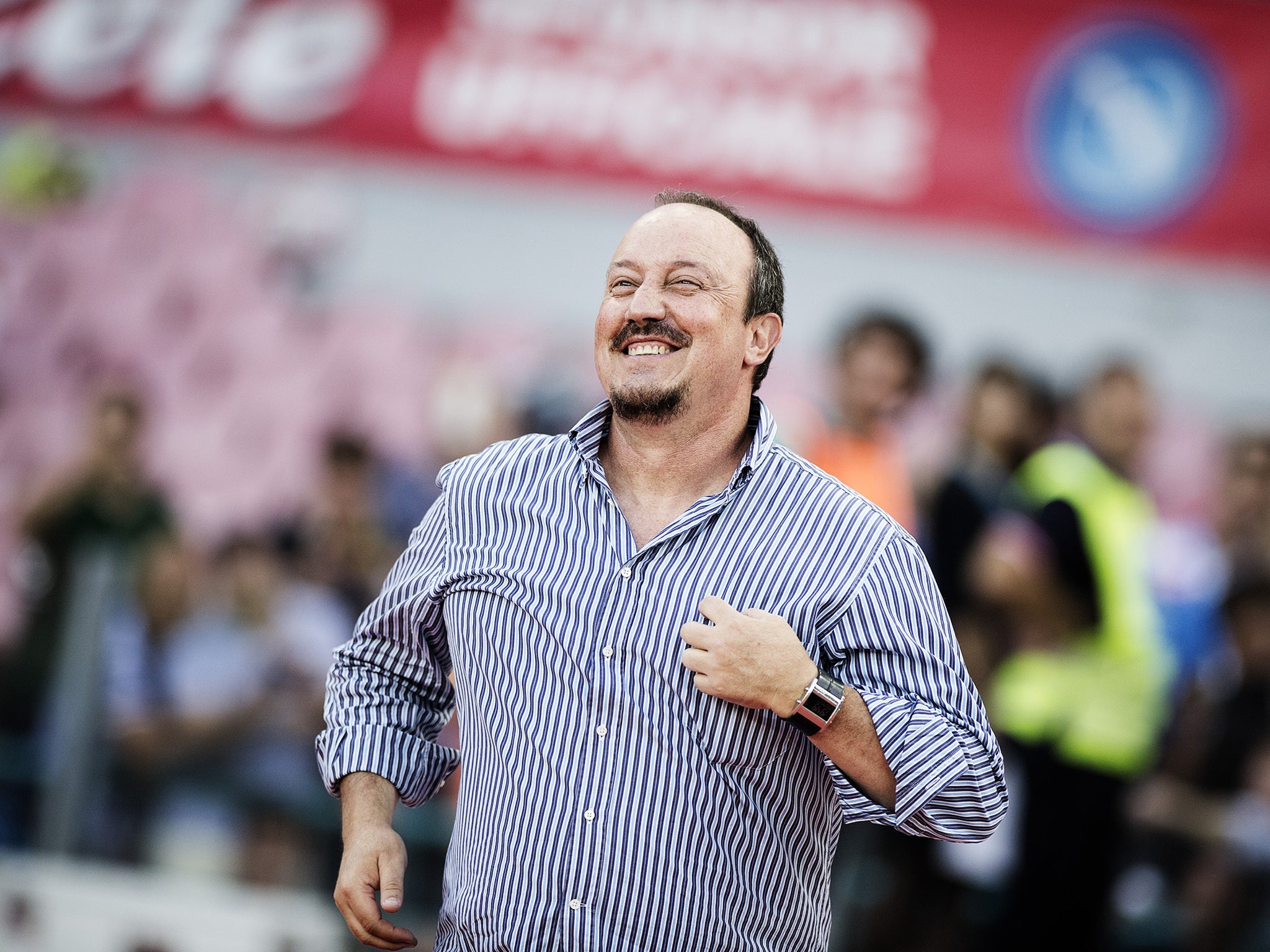 Rafa Benitez is introduced to the Napoli crowd after taking over the manager role with the club.