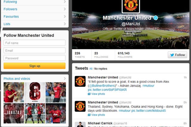 Manchester United's official Twitter account