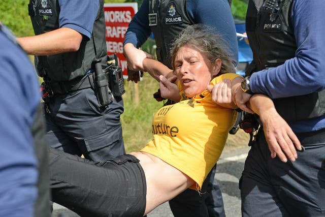 Anti-fracking protester is arrested in Balcombe