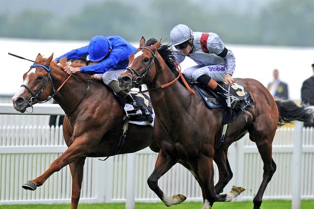 Dawn Approach (left) defeats Toronado to win the St James’s Palace Stakes at Royal Ascot last month