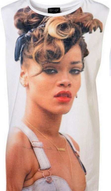 Getting shirty: Rihanna won a legal battle against Topshop over the unauthorised use of her face on a T-shirt