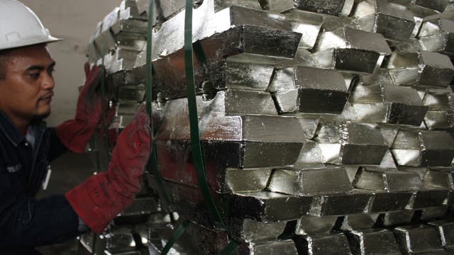 January 24, 2012A worker makes a final check of refined tin ahead of shipment in a warehouse owned by a private company in Indonesia's Bangka-Belitung province January 16, 2012. REUTERS/Dwi Sadmoko