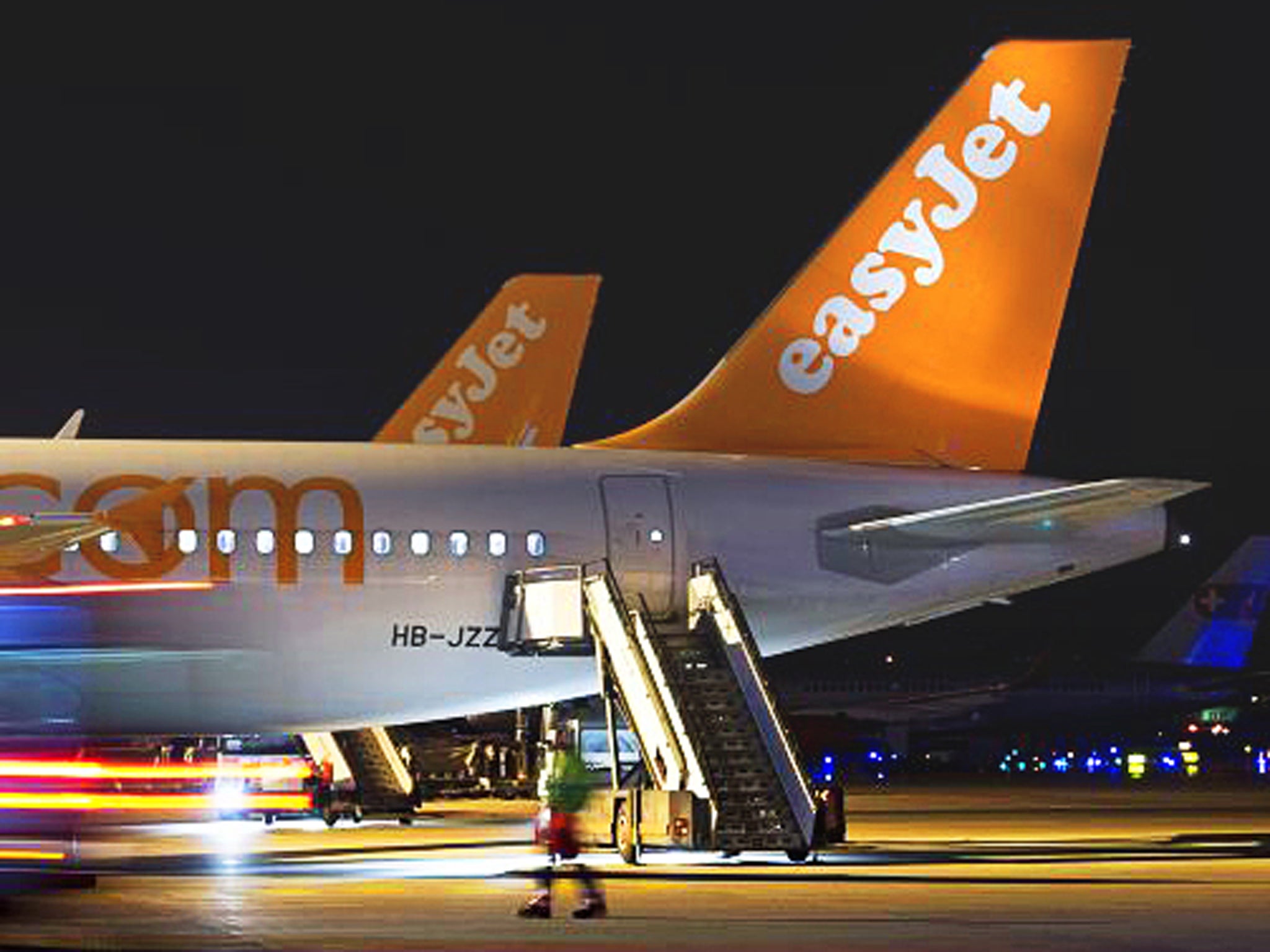 Tail back: easyJet planes at Geneva airport