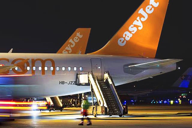 Tail back: easyJet planes at Geneva airport 