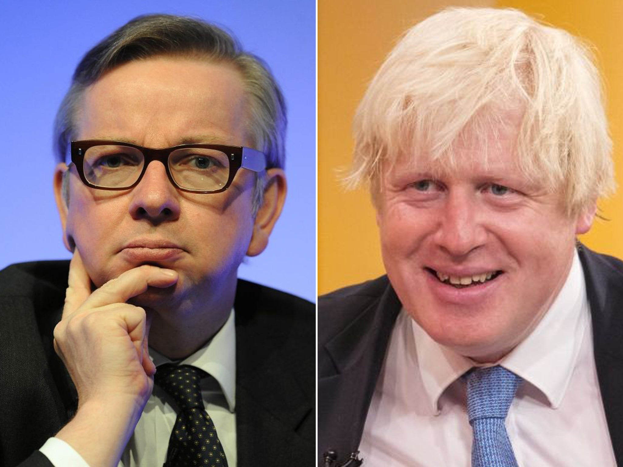 Michael Gove, left, has drawn even with Boris Johnson as favourite to be David Cameron's successor in the eyes of Conservative Party members