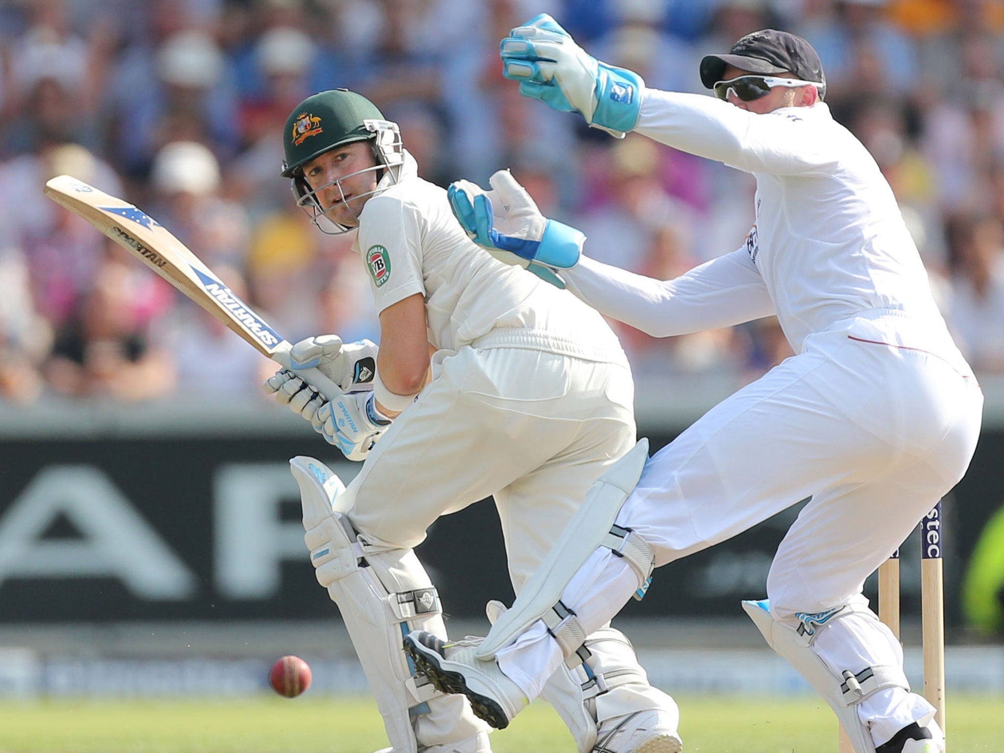 The Australia captain, Michael Clarke, clips the ball for four on the way to a century