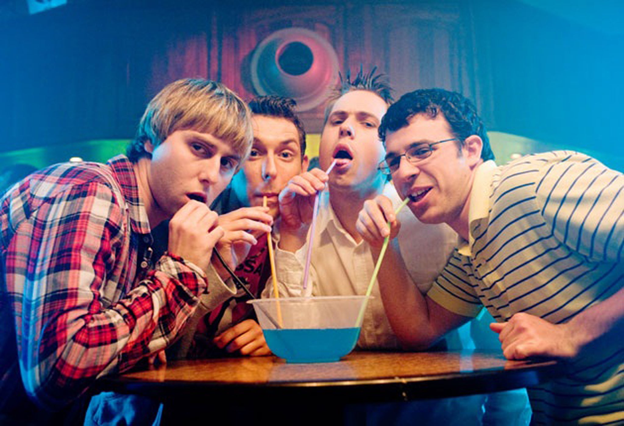 Os quatro amigos infelizes em 'The Inbetweeners Movie'