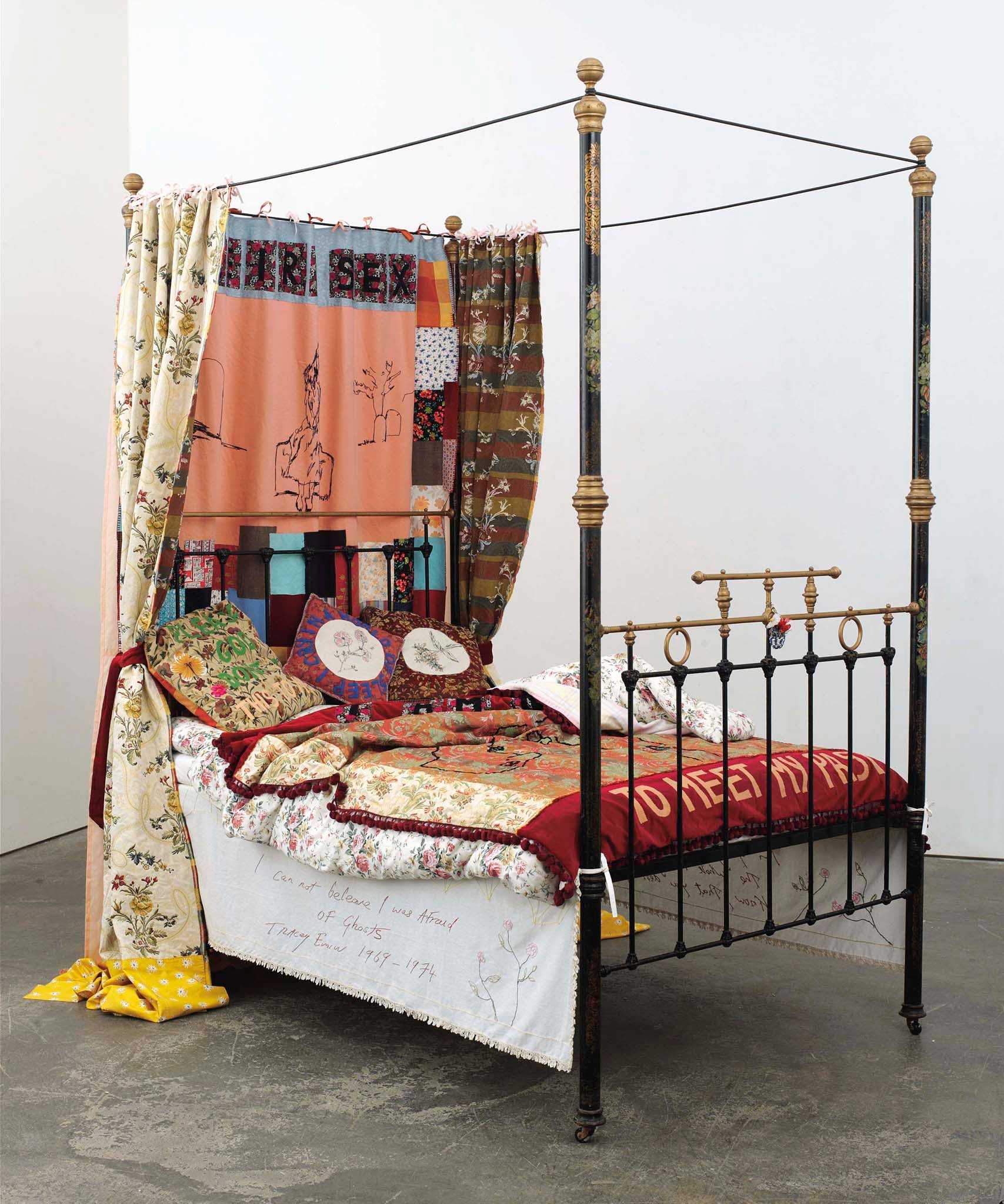 Tracey Emin (b. 1963), To Meet My Past -
four poster bed, mattress, appliquéd linens and curtains.
Executed in 2002.