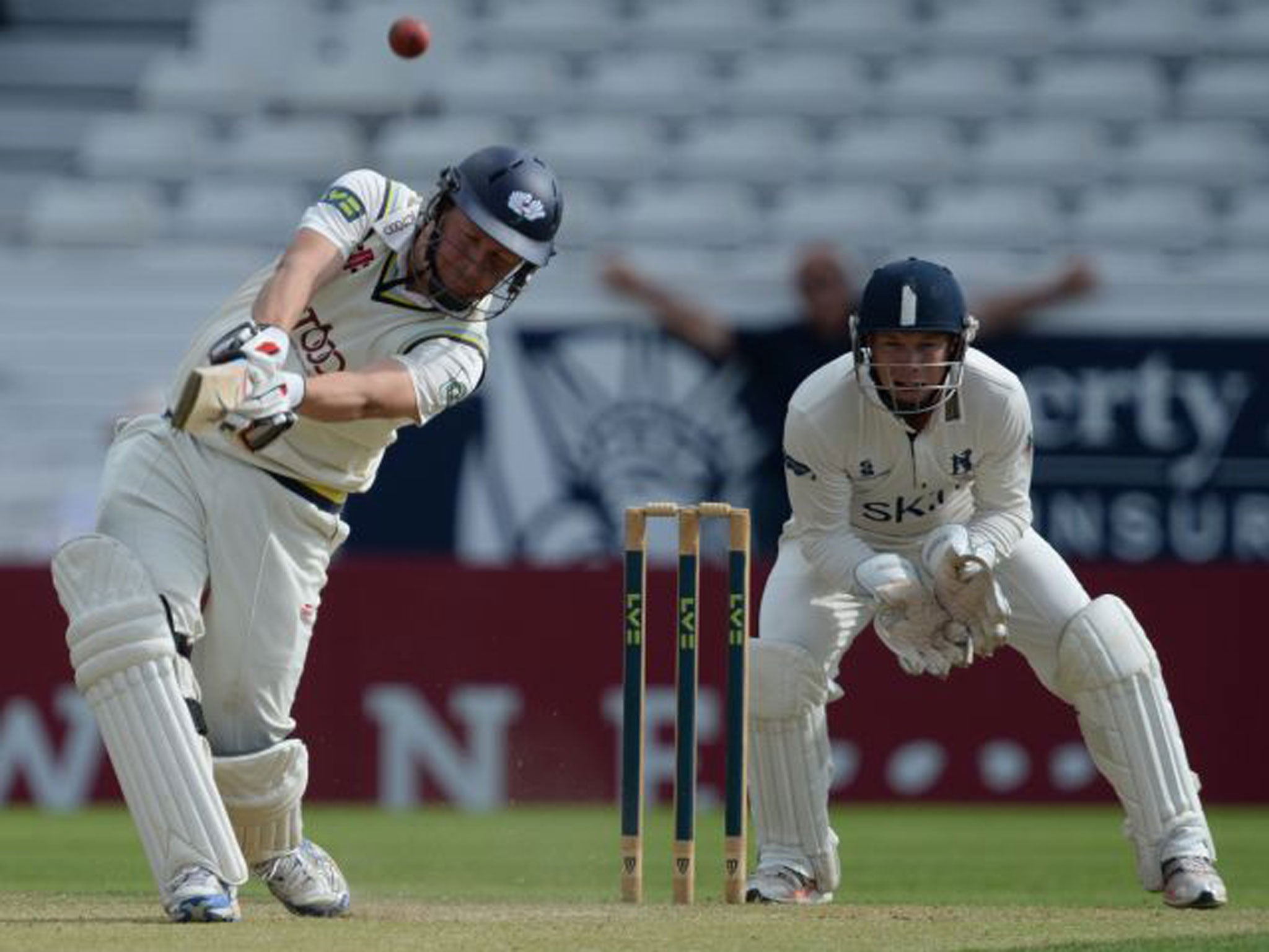 Gary Ballance hit a six to bring up his century yesterday