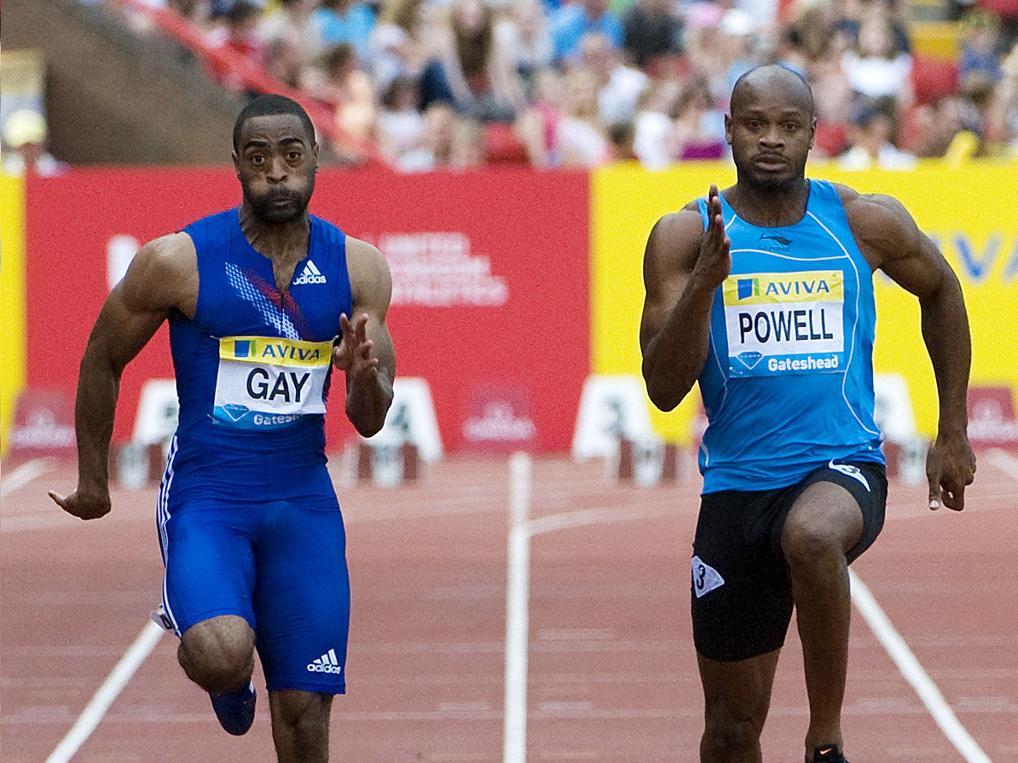 Tyson Gay (left) and Asafa Powell may well have unwittingly taken contaminated products