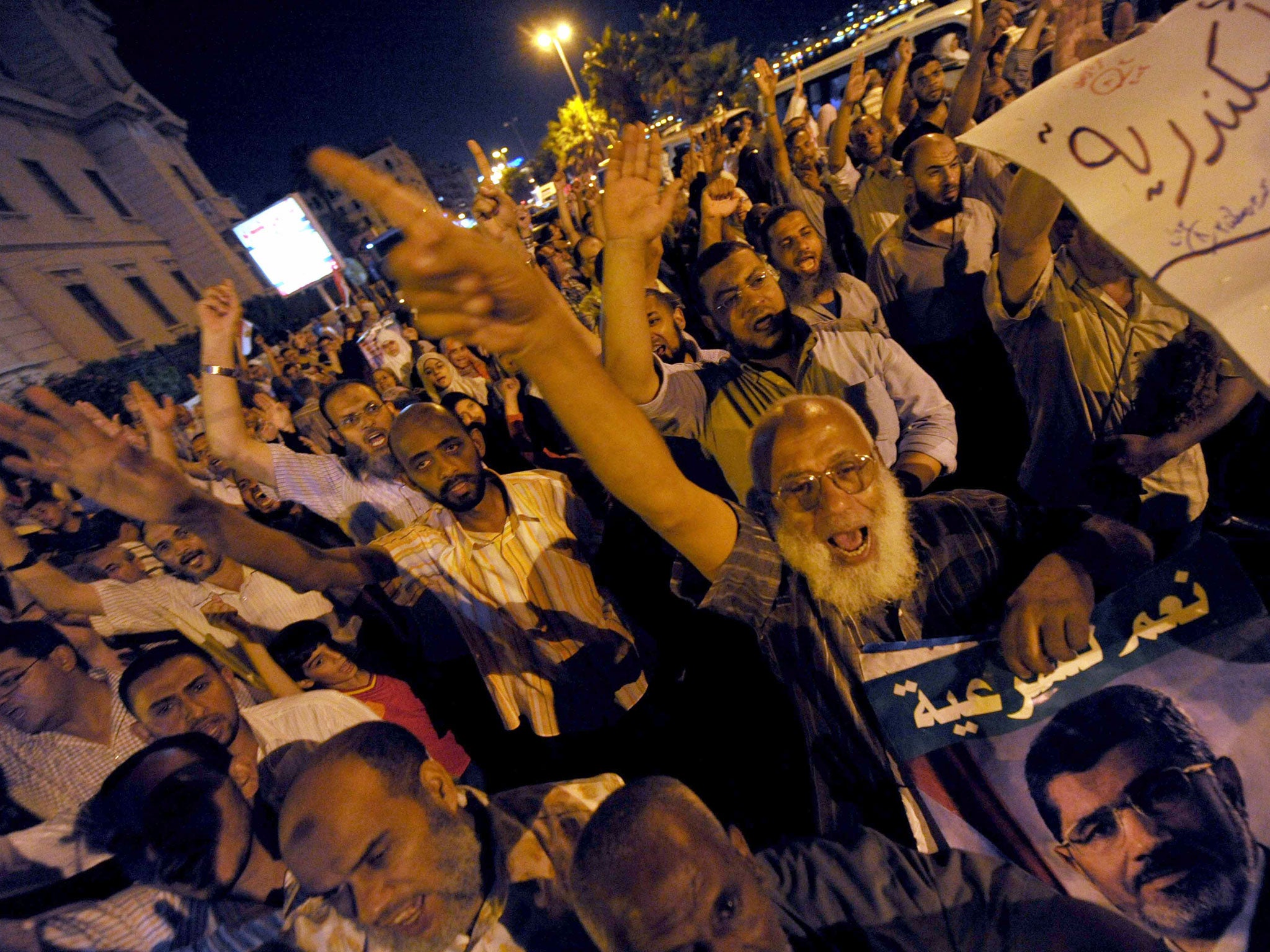 Supporters of Mohamed Morsi demonstrating in Alexandria