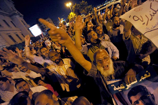 Supporters of Mohamed Morsi demonstrating in Alexandria