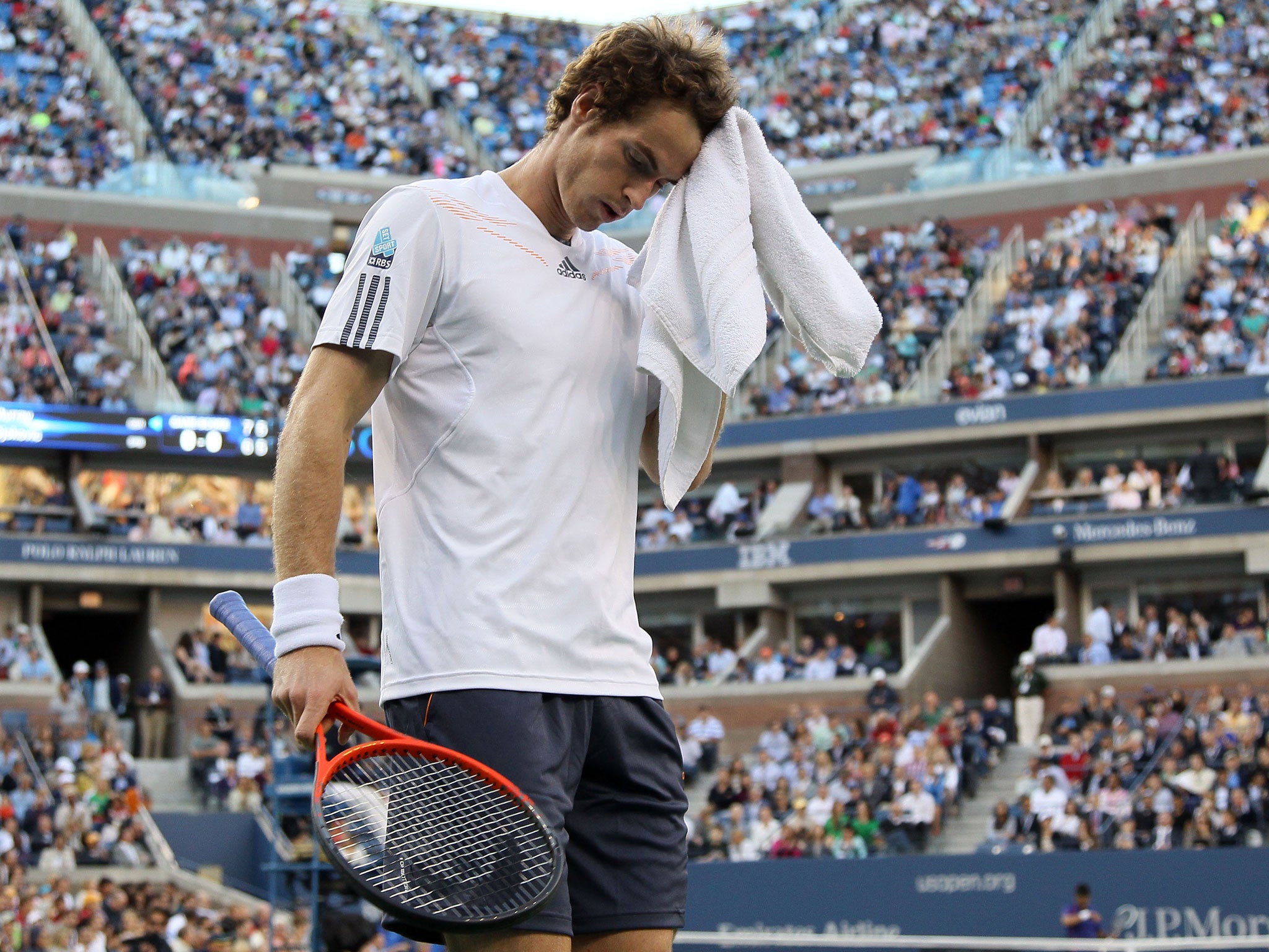Andy Murray feeling the heat during the 2012 US Open final