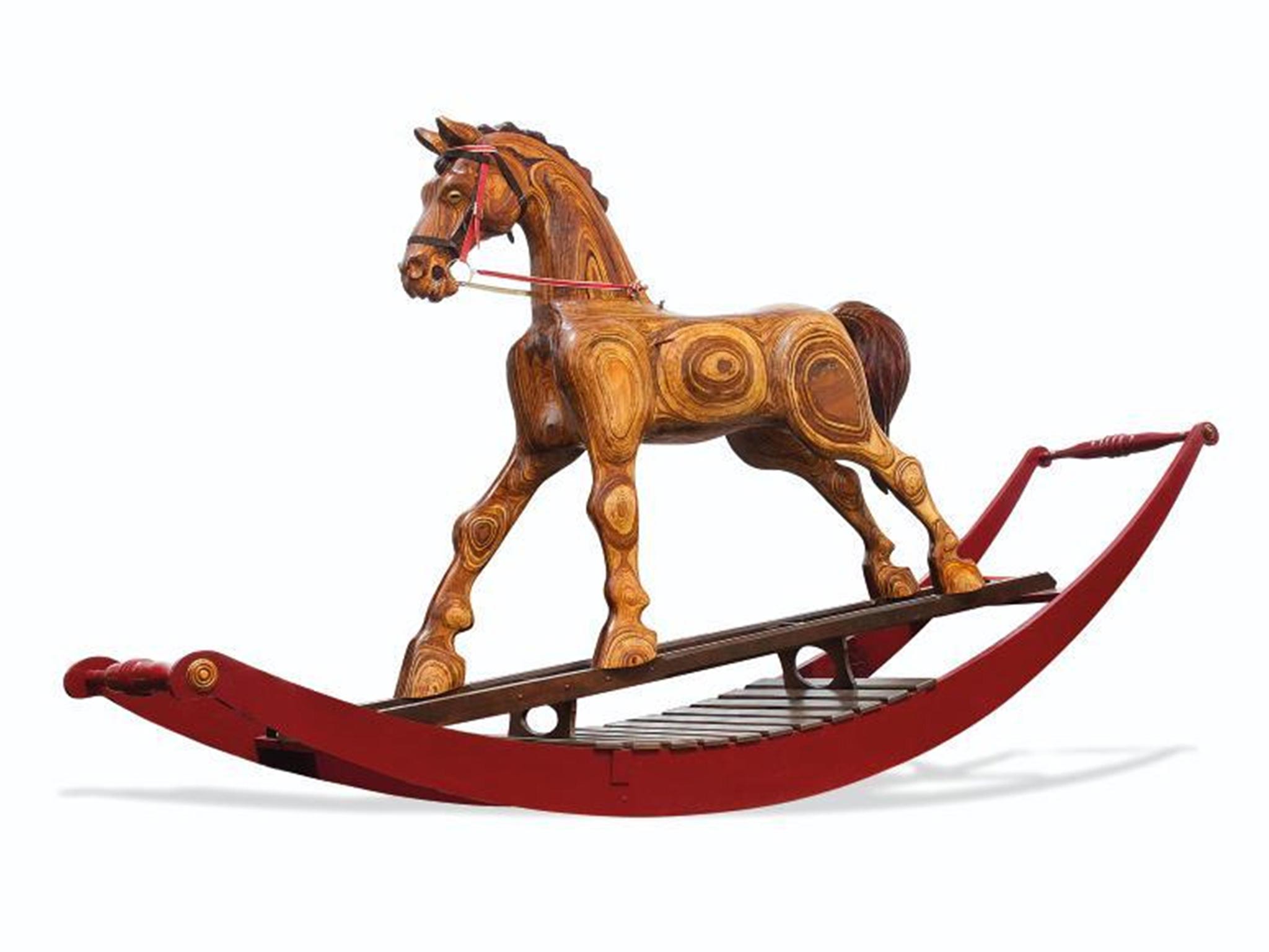 A marine-plywood model of a rocking horse