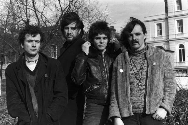 1977: British pop punk group The Stranglers at the start of their controversial recording career. From left to right, Hugh Cornwell, Jet Black, Jean Jacques Burnel and Dave Greenfield.